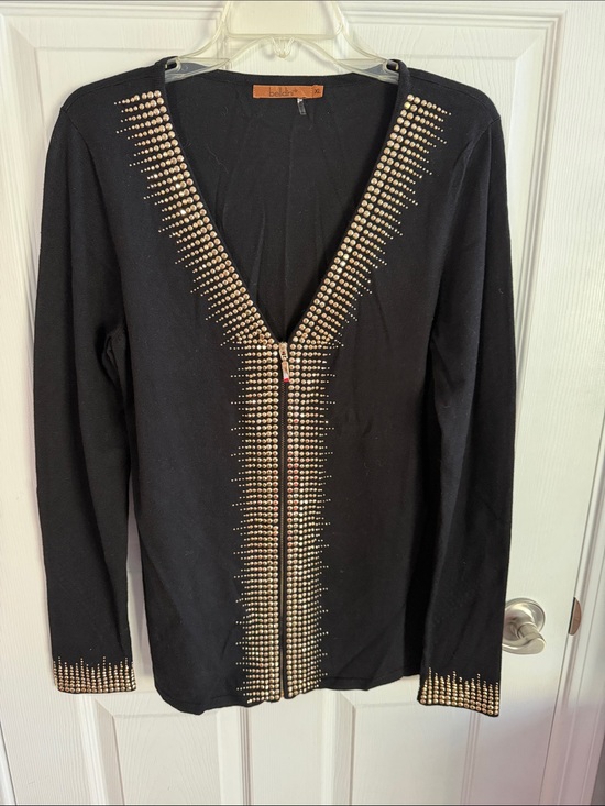 Belldini Sweaters - Belldini Black Cardigan with Gold Stud Trim